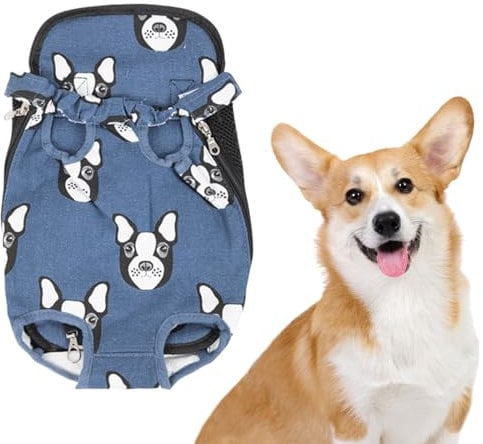 Marsupio per Cani Zaino Cani Borsa Cani Piccola Taglia,Borsa in Tela Traspirante con Fori per il Fissaggio Preciso Degli Arti, Adatta a Piccoli Animali Domestici da 1,5 a 2,5 KG, Blu