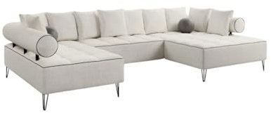 All4All Ecksofa Viviene U - 372x205x97cm - Sofa ohne Schlaffunktion - Wohnlandschaft - Couch - Eckcouch - U-Form - Bequem - Wellenfederung - Sofa - 29
