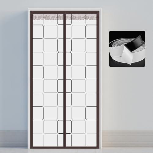 Wärmeisolierter Türvorhang, 90 x 240 cm, Magnetband-Design, Verdunkelung für Flur und Küche, stilvolle Kaffeefarbe (Modell D) – ideal für Energieeffizienz und Privatsphäre