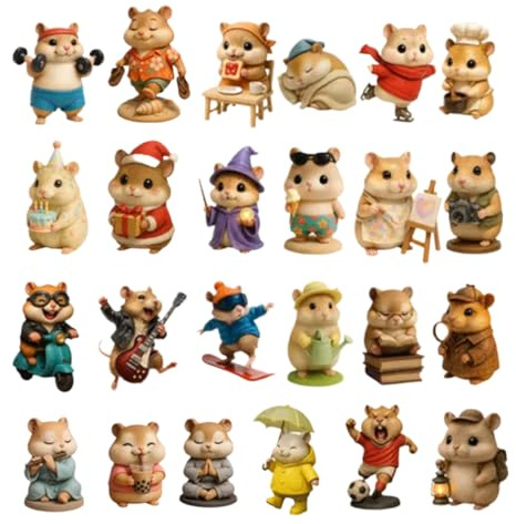 Hamster-Adventskalender 2025–24 Tage, 2D-Acryl-, festlicher Hamsterbaum-Ornament, Countdown für Zuhause, Familie, Erwachsene, Kinder, Urlaub und Feiertage