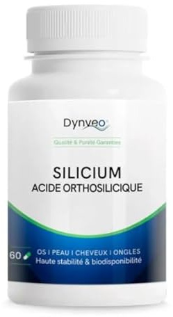 Silicium Acide Orthosilicique & Collagène - Breveté Prosagen Si® - Peau, Cheveux, Ongles & Articulations - Forme naturelle biomimétique & biodisponible - Clean label - 60 gélules (2 mois) - Dynveo