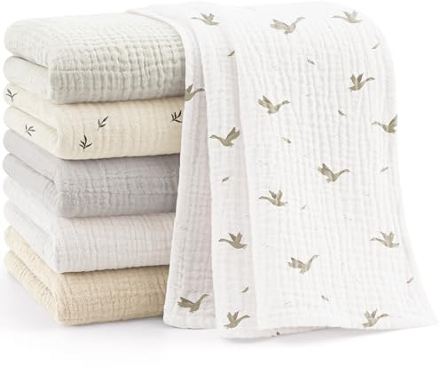 Bearmoss Moltontücher Baby 100% Baumwolle Weiche Spucktücher Baby,Atmungsaktiv und Extrem Saugfähig Musselin Tuch für Saugstark Mulltücher 6er 60x60 cm (Weiße Aprikose)
