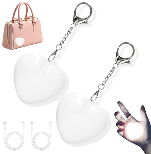 xinrongda Handtaschenlicht, Tragbare Taschenlicht für Handtasche | Handtaschenlicht mit Sensor Aufladbar, Leuchtender Handtaschen Anhänger Geschenke für Frauen, Mutter, Freunde (Herz 2pcs)