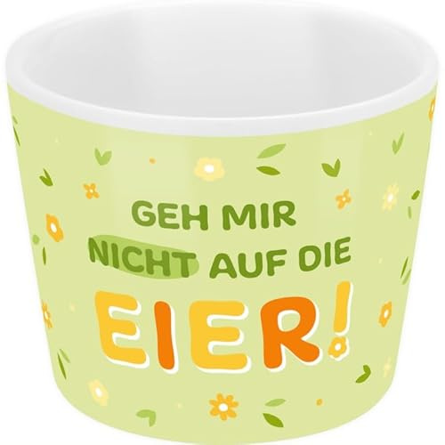 Sheepworld Eierbecher aus Porzellan mit frechem Spruch Geh mir nicht auf die Eier