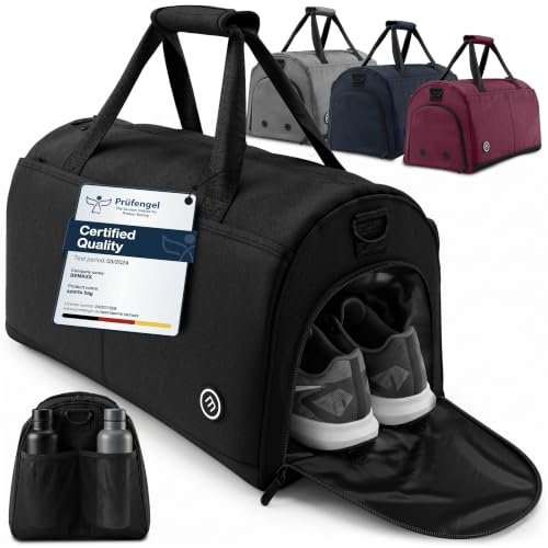 bemaxx Sporttasche Trainingstasche Herren & Damen mit Schuhfach & Nassfach | Reisetasche Fitnesstasche Schwimmtasche Umhängetasche Handgepäck Weekender Bag, Schwarz - Standard, 30 L