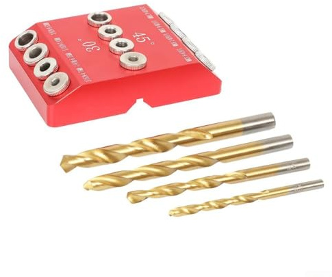 Gabarit de guidage multi-angles pour poteau en bois et balustrade, prend en charge 30, 45, 90 degrés pour trous inclinés avec plusieurs options de guide de taille (bleu)