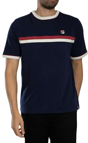 Fila Men's Rosario T-Shirt, Navy/Gardenia/Garnet