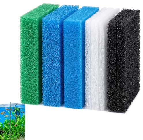YDAKGUEY Kompatibel Aquarium Filterschwamm für Juwel Filtermedien/Bioflow M | Teichfilter Schwämme, Filtermatte Aquarium(2X Blau Fein, 1x Blau Grob, 1x Grün Nitrat, 2X Aktivkohleschwamm, 5X Filterwatte)