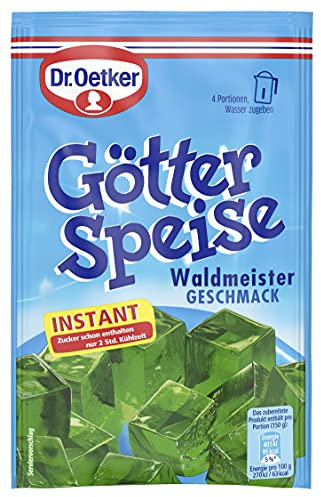 Dr. Oetker Götterspeise Instant Waldmeister-Geschmack, 10er Pack (10 x 92 g), 92 g Dessertpulver für Wackelpudding mit Waldmeister-Geschmack, Zucker schon enthalten