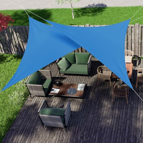 jarolift Sonnensegel Dreieck Rechtwinklig, Wasserabweisend, Sonnenschutz Sichtschutz für Terrasse Garten Balkon, Polyestergewebe, 600 x 420 x 420 cm, Azurblau