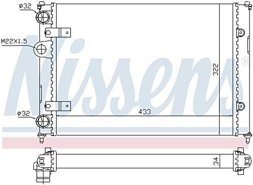 NISSENS Kühler Motorkühlung Kühler Wasserkühler Motorkühler Netzbreite 322mm Netzlänge 433mm Netztiefe 34mm 639981