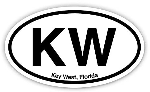 KW Key West FL Florida ovaler Vinyl-Aufkleber für Stoßstange und Fenster, 7,6 x 5,1 cm