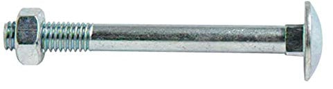 Bulk Hardware BH02175 Bullone a Testa Tonda e Quadro Sottotesta con Dado, M10, 150 mm, Bianco, Set di 2