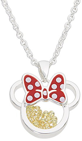 Disney Birthstone Women and Girls Jewelry Minnie Mouse Silver Plated Shaker Pendant Necklace, 18+2 Extender Mickey's 90th Birthday Anniversary | Pendant Necklace, Silver Plated, 18+2 Extender