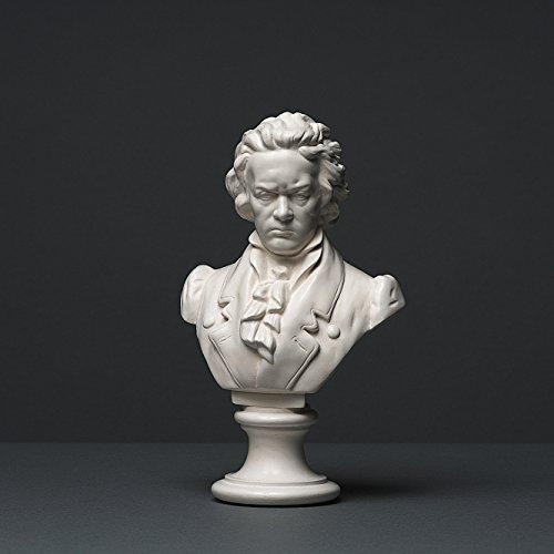 Beethoven Skulptur aus hochwertigem Zellan, echte Handarbeit Made in Germany, Büste in weiß, 20cm