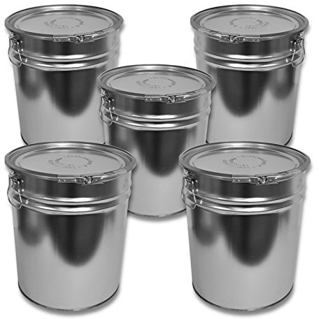 Lote de 5 cubos metálico de hierro blanco con tapa 30 L (5x23013)