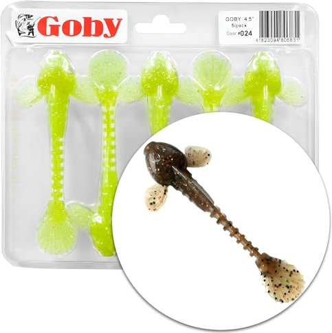 FANATIK Gummiköder Goby 2 3.5 4.5 5-11cm mit Aroma Gummifisch Fanatic Jig Soft Bait Lure Kunstköder Angeln Köder Gummishad Twister Baits Lures Softbait (006, 3.5 - 8.9cm - 5 Stück)