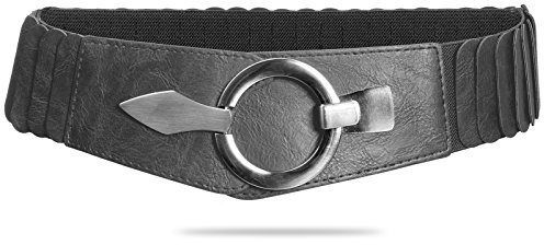 Caspar GU300 Damen elastischer breiter Stretch Taillengürtel, Farbe:dunkelgrau, Gürtelgröße:78 [für Körperumfang 75-90 cm]