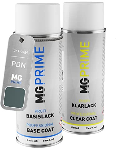 MG PRIME Vernice per auto Spray per Dodge PDN Ceramic Grey/Sting Gray +1K | Kit vernice di base + trasparente, bombolette spray 400ml