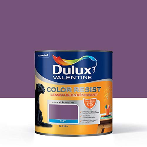 Peinture Color Resist Dulux Valentine - Lessivable et resistante pour Murs & Boiseries - aspect Mat Améthyste 1 L - Dulux Valentine