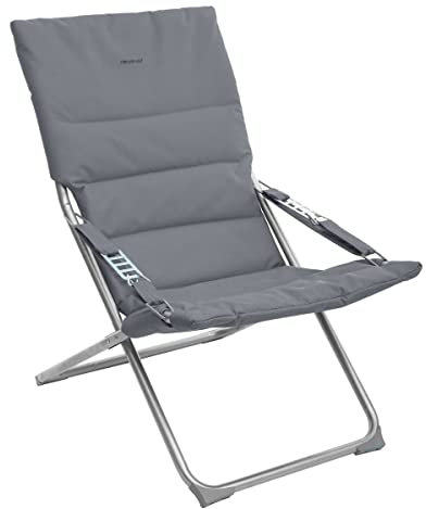 Hespéride - Fauteuil Relax de Jardin Milos Ardoise Anti-Rouille Confortable Matelassé Inclinable, 3 Positions Chaise Longue pour Terrasse, Balcon
