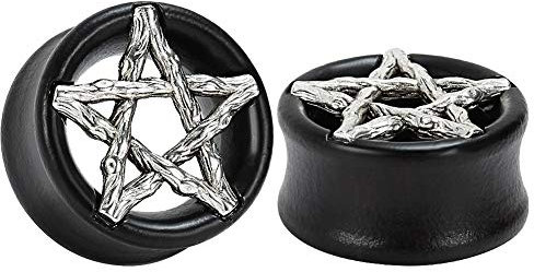 COOEAR Ebenholz Holz Metall Star Logo Messgeräte für Ohren Piercing Körperschmuck Tunnel Plugs 1 Paar Verkauf 0G