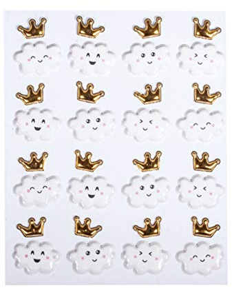 Rayher 50109000 Happy Clouds Puffy Sticker, 3D Wolken Aufkleber mit Gesicht für Kartengestaltung und Scrapbooking, 32 Stück