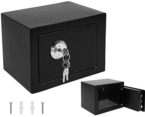 ISO TRADE Safe Möbeltresor Dokumententresor Wand Doppelbartschloss Schlüssel Geldschrank 23x17x17cm Schwarz 8800