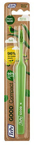 TEPE GOOD Compact Soft Benutzerfreundliche Zahnbürste aus nachwachsenden Rohstoffen mit kompaktem Bürstenkopf und weichen Borsten, Verschiedene Farben, Zufällig Sortiert