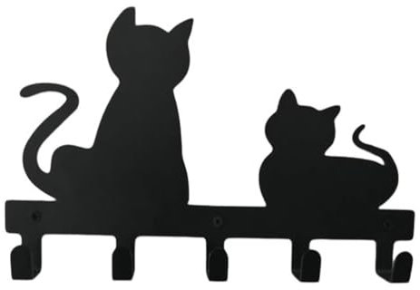 DOITOOL appendi chiavi a muro : Gancio Da Parete a Forma Di Gatto Appendino Creativo Per Cappotti E Vestiti Gancio Per Asciugamani Senza Foratura Appendiborsa Da in Metallo Nero