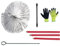 Kit Spazzacamino Pulizia Canne Fumarie 12 Metri con Scovolo in Acciaio Ø30 cm con Guanti in OMAGGIO