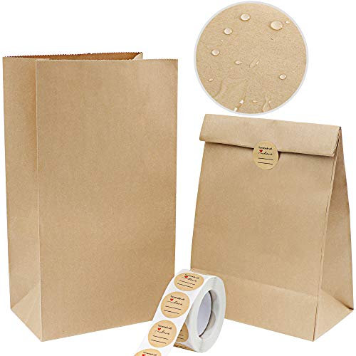 Vandicka Braune Papiertüten Fettabweisende Kraftpapiertüten, Essenstüten, Brottüten, Papiertüten Adventskalender, Geburtstag Hochzeit Weihnachten Geschenkverpackung, (100 Pcs 18x9x5.5 cm)