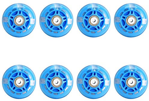 SSCYHT 8 STK. Inline Skate Leuchtrollen mit ABEC-7 Kugellagern 64mm 70mm 72mm Kinder Skates Ersatzrolle 82A Härte LED Blitzrad,64mm