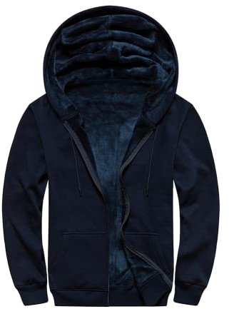AOTORR Mens Hoodies Zip Up Fleece Jacket Casual Hooded Coat Full Zip Hoody Warm Tops Sweatshirt with Kangaroo Pockets Blue S