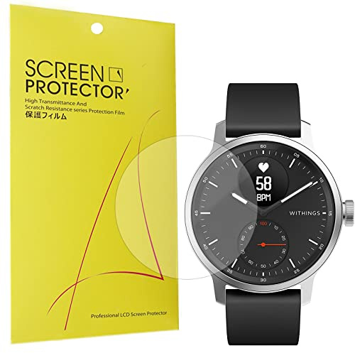 Giaogor Compatible for Withings ScanWatch Screen Protector, [6 Pack] Full Coverage TPU Clear Film Compatible for Withings ScanWatch 42mm / 38mm Hybrid Smartwatch (6 pack, 42mm)