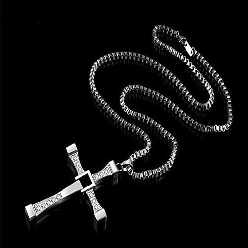 LUNDENXUS Fast and Furious Movie Jewelry Klassischer Strass-Anhänger Silber Kreuz Legierung Herren (A)
