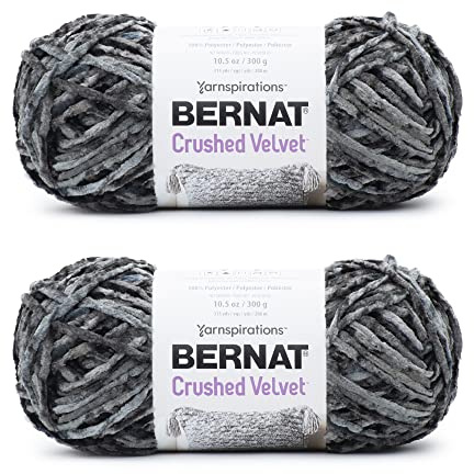 Bernat Crushed Velvet Deep Gray Yarn - 2 Pack of 300g/10.5oz - Polyester - 5 Bulky - 315 Yards - Knitting/Crochet