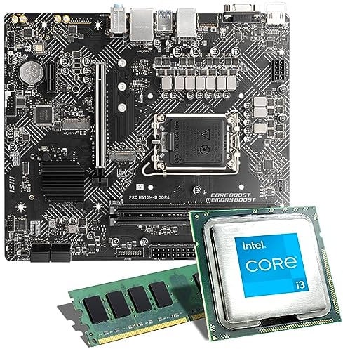 Intel Core i3-14100 / MSI PRO H610M-E DDR4 Mainboard Bundle / 8 GB DDR4-RAM | CSL PC Aufrüstkit | Intel Core i3-12100 4x3300 MHz, UHD Graphics 730, LAN, M.2 Port, USB 3.2 Gen1 | Tuning Kit