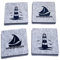 Filz Glasuntersetzer Maritim Meer Filzuntersetzer Tischuntersetzer Untersetzer 4er Set (2X Segelboot / 2X Leuchtturm)