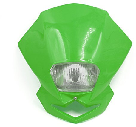 Ruilogod Universal Green Shell Motorcycle Streetfighter Warmweiß Scheinwerfer Kopf Lampenverkleidung