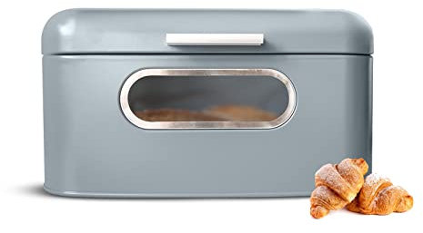 Sendez Brotkasten aus Metall Sichtfenster Brotbox Brotbehälter Rollbrotkasten