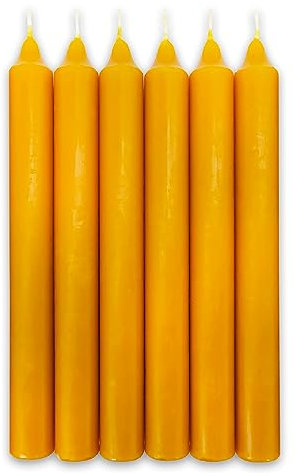 LAMARE Bienenwachskerze Leuchterkerze 100% Natürlich (6 Einheiten - 20 Länge - 2 Durchmesser) - OHNE PARAFFINE - Honigkerzen - Handgefertigt 100% Handwerklich.