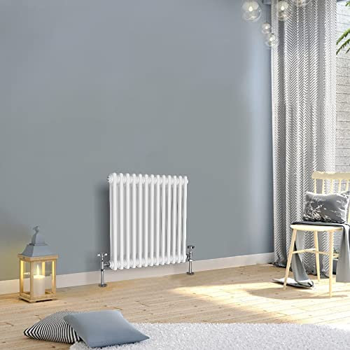 WarmeHaus 600x605mm Horizontal Traditional 2 Column White Radiator