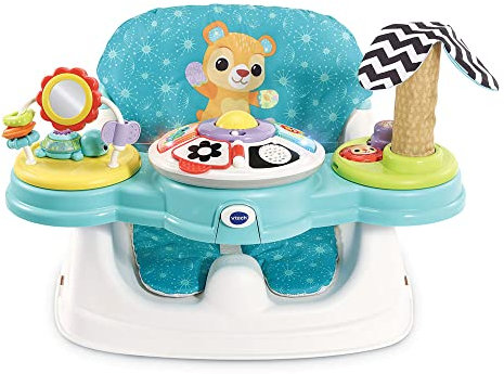 VTech - Siège-Rehausseur Interactif 5 en 1, Siège de Table Évolutif, Rehausseur Chaise Bébé, Plateau d'Activités Détachable, Jouet Sensoriel d'Éveil, Cadeau Bébé Dès 6 Mois - Contenu en Français
