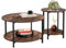 fevarbord Round Coffee Table Set of 2 Side Table 2 Tiers Coffee Table with Storage Industrial Nest of Tables for Living Room Bedroom Metal Frame
