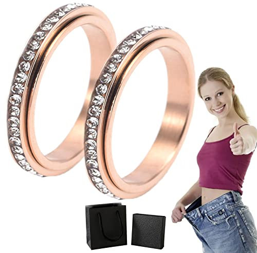 Donubiiu Vikanda Thermogenic Moissanite Spinner Ring, Vikanda Thermogener Moissanit Spinner Ring, Vikanda Spinner Ring, Stainless Steel Rings for Women Men (2 Rose Gold,11)