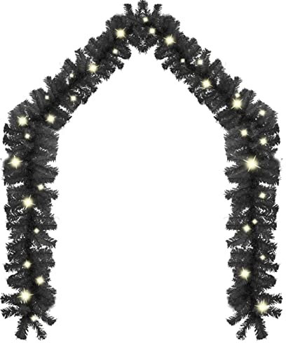 Tidyard Weihnachtsgirlande mit LED-Lichtern Weihnachtsdeko Tannengirlande Weihnachten Weihnachtsgirlande Dekogirlande Girlande Weihnachten Weihnachtsbeleuchtung 10 m Schwarz