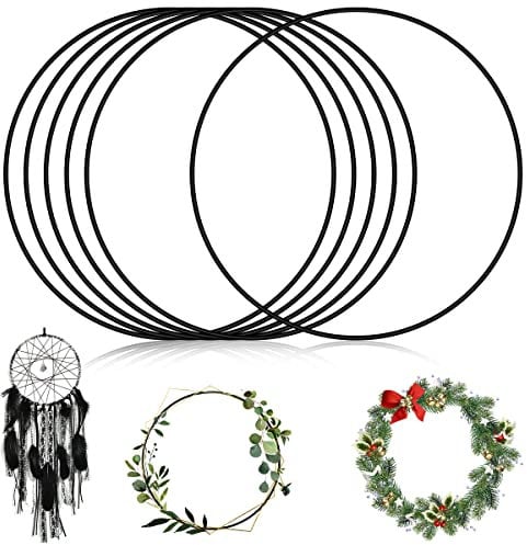 DODUOS 6 Stück Metallringe zum Basteln, 20mm Metallring Schwarz, 3mm Dick Deko Ringe zum Aufhängen, Drahtringe zum Basteln für Traumfänger, Dekorationen, kreative Arbeiten, Floristik