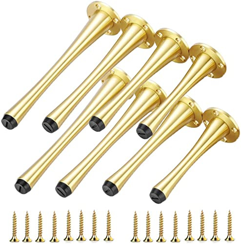 ZXFDM Möbelfüße aus Messing, Sofabeine, Couchtisch, Schrankfüße, 8 Stück, Schrankbeine aus Metall, strapazierfähige Tischbeine, verjüngtes Bein, Möbelersatzbeine (Color : Golden, Size : 15cm)
