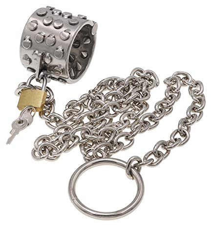 PQKuss Edelstahl Penisring Cockring mit Spikes Dicker CBT Hodenring Hodensack Ball Stretcher Hodenquetscher Extrem Anhänger SM Erotik Ball Torture Keuschheit Folter Sex Spielzeug(L)